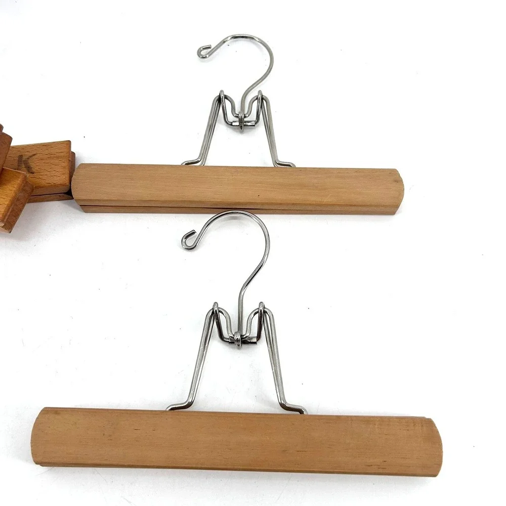 Vintage Sears Wooden Clothes Trouser Pant Skirt Locking Hangers Set of 8